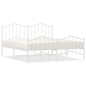 Berkfield Home Metal Bed Frame with Headboard & Footboard White 183x213 cm