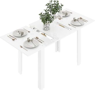 HOMCOM Extendable Dining Table - Seats 4-6 People - High Gloss White | TJ Hughes