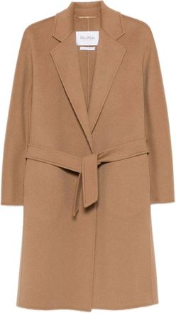 Max Mara Mantel met strikceintuur - Dames - Jas met riem - Bruin - XS - Jassen