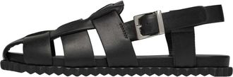 Voile Blanche Platte Sandalen - Dames - Sandalen - Zwart - 36 EU - Leer - Schoenen