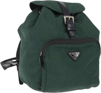 Prada Pre-owned Backpacks, female, Green, Size: ONE SIZE Pre-owned Vintage Nylon Backpack