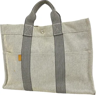 Herm&egrave;s Black Canvas Tote Bag (Pre-Owned)