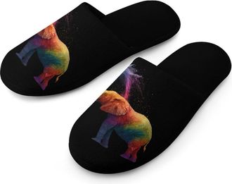 Generic Colorful Elephant Mens Slippers Warm Non-Slip Houes Shose Spa Slipper for Home Bedroom