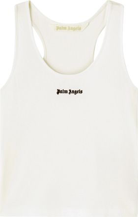 Palm Angels Klassieke Logo Rib Tank Wit Zwart