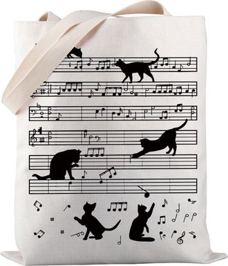 Generic Music Note Tote Bag Cat Funny Music Tote Bag Musician Gifts Music Lover Gift Cat Lover Gift (music note-TB)