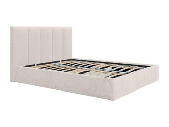 Vente-Unique Canap&eacute; abatible de 180 x 200 cm con cabecero de costuras verticales - Tela - Beige - KILACLO