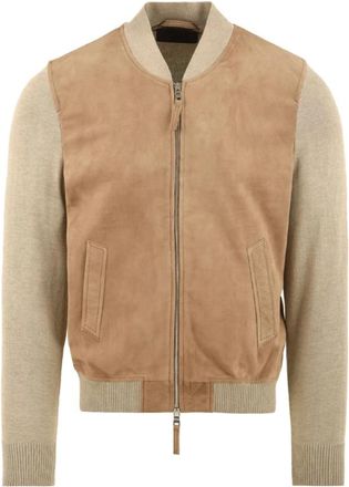 The Jack Leathers Albert Knit Jacket - Heren - Leren en Su&egrave;de Jassen - Beige - M - Leer - Jassen