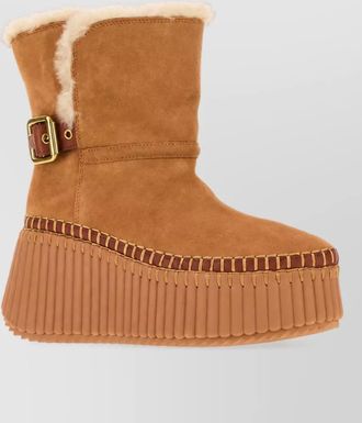 Chlo&eacute; leather shearling-lined ankle boots