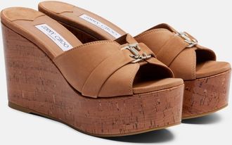 Jimmy Choo London Leda suede wedge mules