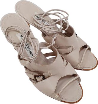 Manolo Blahnik Womens Leather Lace-Up Sandal (Authentic Pre-Loved)