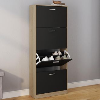 IDMarket Idmarket - Mueble Zapatero Klark Imitaci&oacute;n Haya 4 Puertas Negro