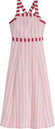 Boden Cross Back Linen Blend Dress in Pink Ivory at Nordstrom, Size 14