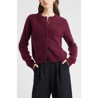 Nordstrom Brushed Cashmere Cardigan in Burgundy Field at Nordstrom Rack, Size Xx-Small