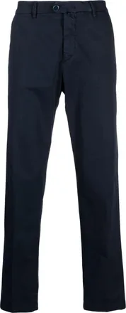 Kiton off-centre button straight-leg trousers - men - Cotton/Cotton/Spandex/Elastane - 35 - Blue