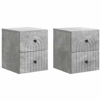 vidaXL Mesita De Noche De Pared 2 Pcs Gris Hormig&oacute;n 33 X 34,5 X 40 Cm Vidaxl
