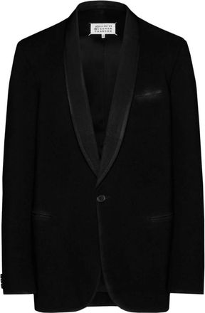 Maison Margiela Blazer met sjaalkraag- enkel rij knopen - Dames - Blazers - Zwart - 2XS - Wol - Jassen