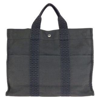Herm&egrave;s Gray Polyamide Polyester Handbag Tote Bag (Pre-Owned)