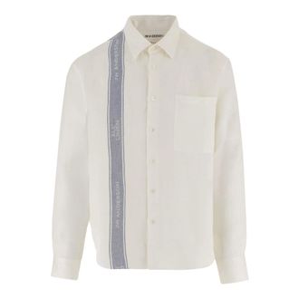 J.W.Anderson Casual Shirts, male, White, Size: XS Linen Shirt with Logo