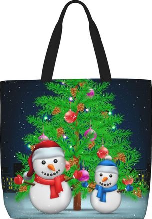 Generic Women Handbag Snowman Christmas Tree Travel Tote Bag Large Capacity Waterproof Crossbody Bags, For Graduation, Gym, Wedding, Swim, Birthday