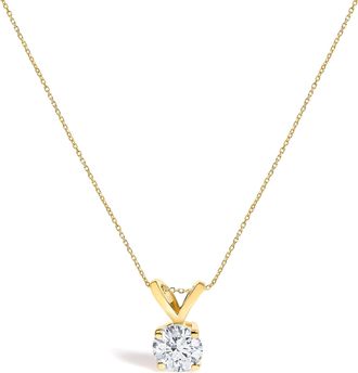 House of Brilliance 14K Gold Lab Grown Diamond Round Solitaire Pendant Necklace