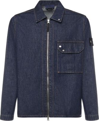 Stone Island Zip Denim Jacket - Heren - Zomerjassen - Blauw - XL - Denim - Jassen