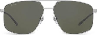 Gucci oversize-frame sunglasses - men - Metal - 60 - Silver