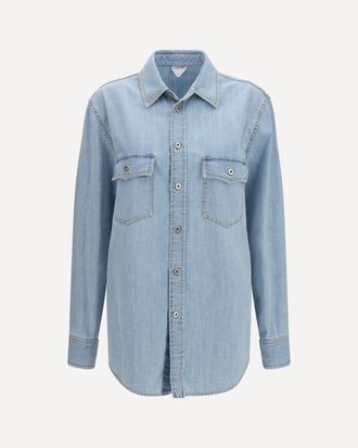 Bottega Veneta Sky Bleached oversize denim Shirt Female 46