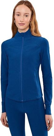 Beyond Yoga Spacedye Trails Active Jacket Womens Jacket Marine Blue Heather : LG, Elastane/Polyester