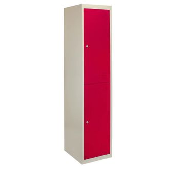 MonsterShop Metal Storage Lockers - Two Doors, Flatpacked, Red