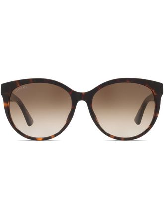 Gucci oval-frame sunglasses - women - Acetate - 56 - Green