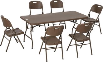 OUTSUNNY Outsuny HDPE Molding Design Resin Rattan Dining Set - Foldable Table & Chairs - Outsunny | TJ Hughes