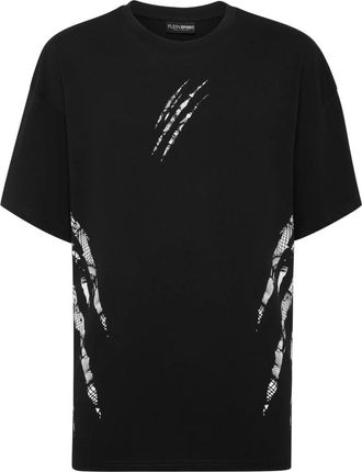 Plein Sport Tops, Heren, Zwart, 2Xl, Katoen, Cotton Round Neck T-Shirt Body Lines