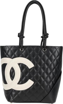 Chanel Cambon Black Leather Tote Bag (Pre-Owned)