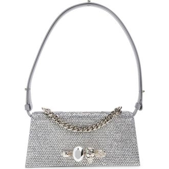 Alexander McQueen Mini Jeweled Shoulder Bag in Lead at Nordstrom