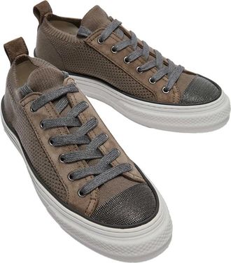 Brunello Cucinelli Cotton Knit and Suede Sneakers - Brown