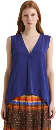 Maliparmi Top Fluid Crepe - Dames - Tops zonder mouwen - Blauw - XL - Tops