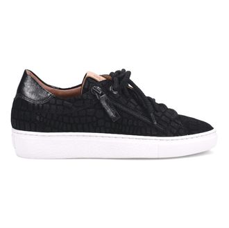 Ron White Womens Otanya Croc Embossed Suede Sneaker In Onyx