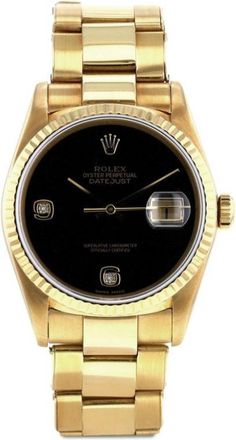 Rolex 1987 pre-owned Datejust 36mm - unisex - 18kt Yellow Gold - One Size - Black