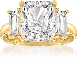 MAX + STONE 14k Yellow Gold 5.05 ctw CZ Three-Stone Ring