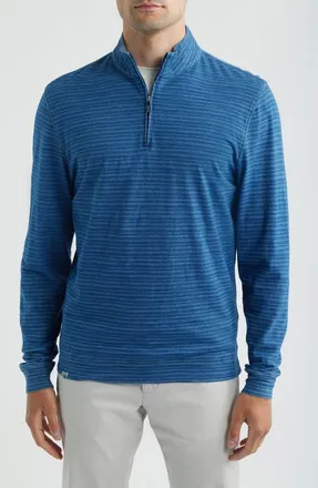 Johnnie-O Genova Stripe Jersey Quarter Zip Pullover in Indigo at Nordstrom, Size Xx-Large