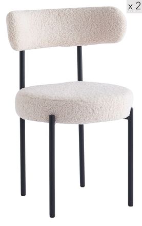 Nordlys Set of 2 Scandinavian Metal Dining Room Chairs in White