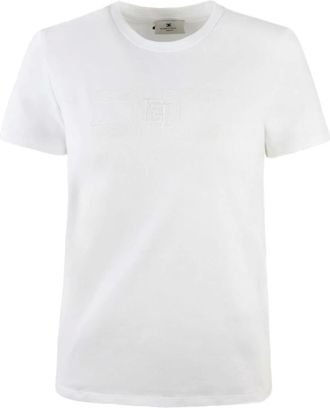 Elisabetta Franchi Tops, Dames, Wit, XL, Katoen, Cotton Jersey T-Shirt