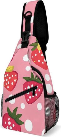 Generic Strawberry Cute Mens Crossbody Chest Sling Bag for Travel Hiking Lightweight Shoulder Bags with Small Side