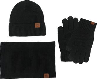 Generic Hat Scarf and Glove Set Women Winter Hats 3 Neck Warmer and Gloves Scarf Gloves Hat (Black, One Size)
