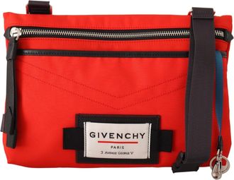 Givenchy Mens Red Polyamide Downtown Flat Crossbody Bag