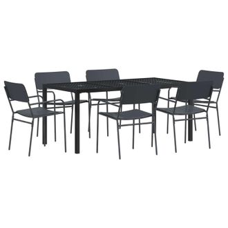 vidaXL Set Mobili Da Esterno 7 Pz Antracite Acciaio Vidaxl