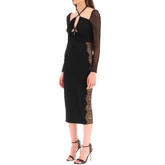 Self Portrait Womens Black Polyester Cocktail Dress