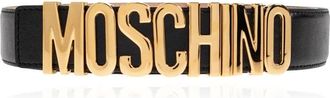 Moschino Logo Lettering Kalfsleren Riem - Heren - Riemen - Zwart - 90 CM - Leer - Accessoires