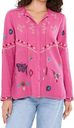 Johnny Was Paulina Josiy Shirt In Cerise