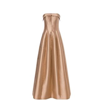 Alberta Ferretti Sleeveless Mikado Evening Dress - female - Alberta Ferretti - Gowns - Beige - M - Dresses